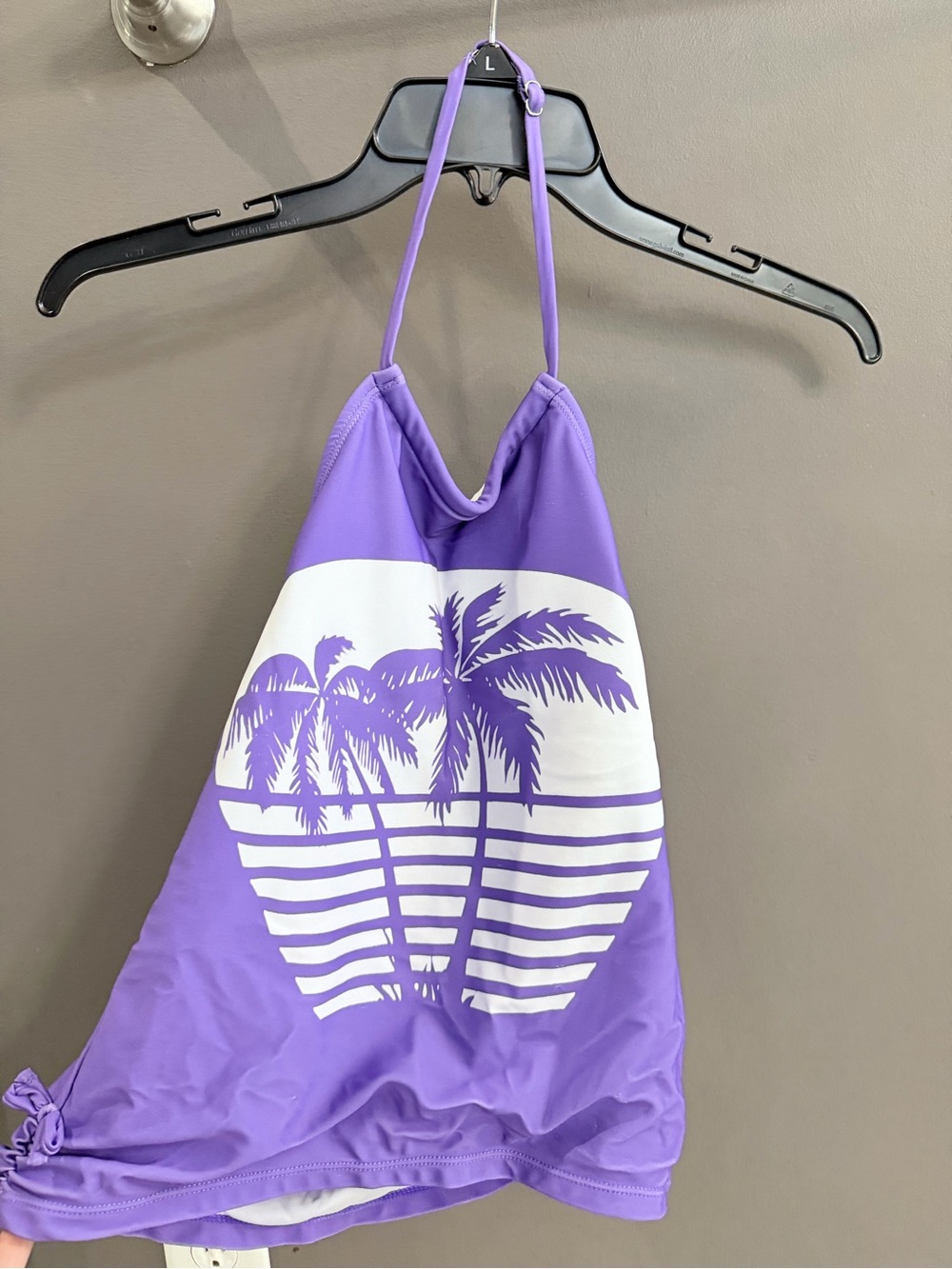 SHEIN Purple Palm Tree Halter One-Piece Swimsuit